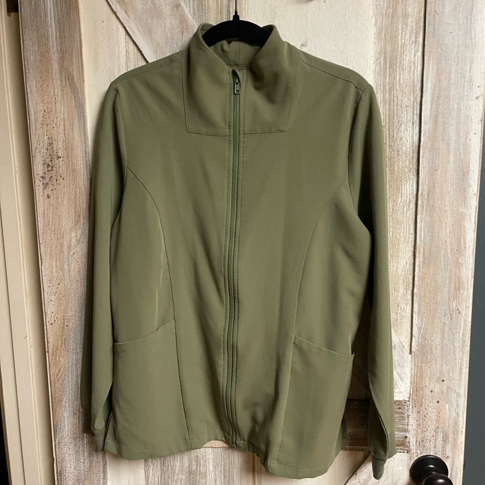 Olive Green Mandala Zip-Up Jacket